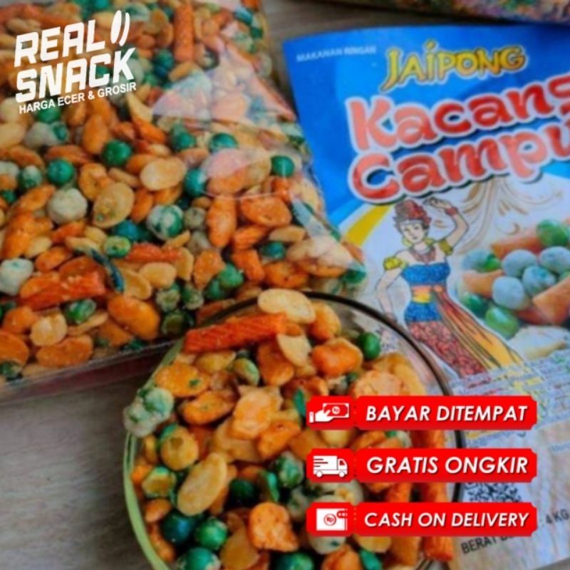 

KACANG JAIPONG CAMPUR KOMBINASI 1KG KACANG POLONG KACANG KORO ENAK GURIH