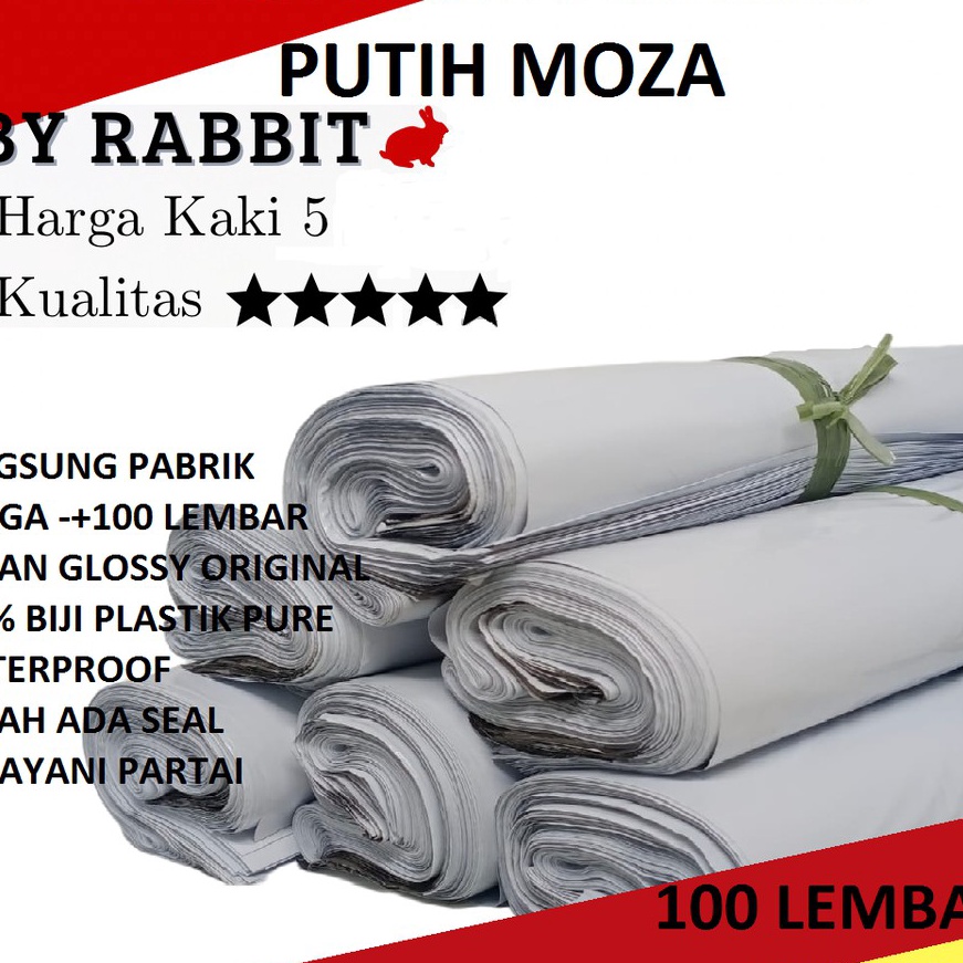 

Potongan 28x42 Kantong Plastik Polymailer Amplop Packing Online Putih MOZA