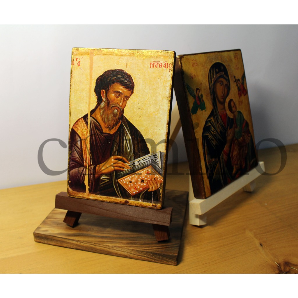 Ikon St Matius Penginjil Matthew Evangelist Kayu Asli Kristen Katolik Ortodoks Catholic Orthodox Ico
