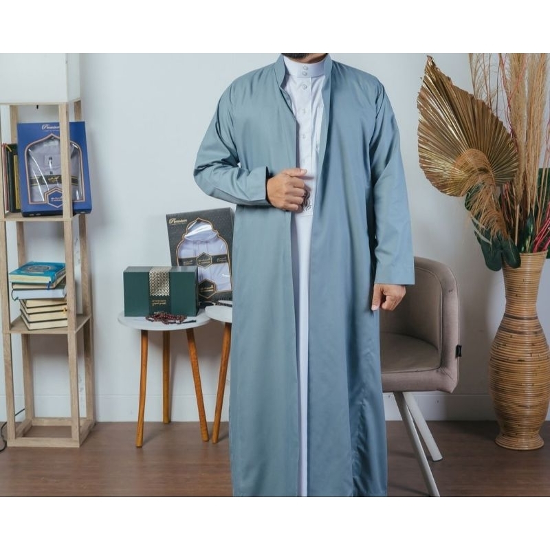 AL Haramain Jubah / Gamis Pria Dewasa Luaran | Putih I Hitam | Navy | Abu Silver | Biru Gelap | Coke