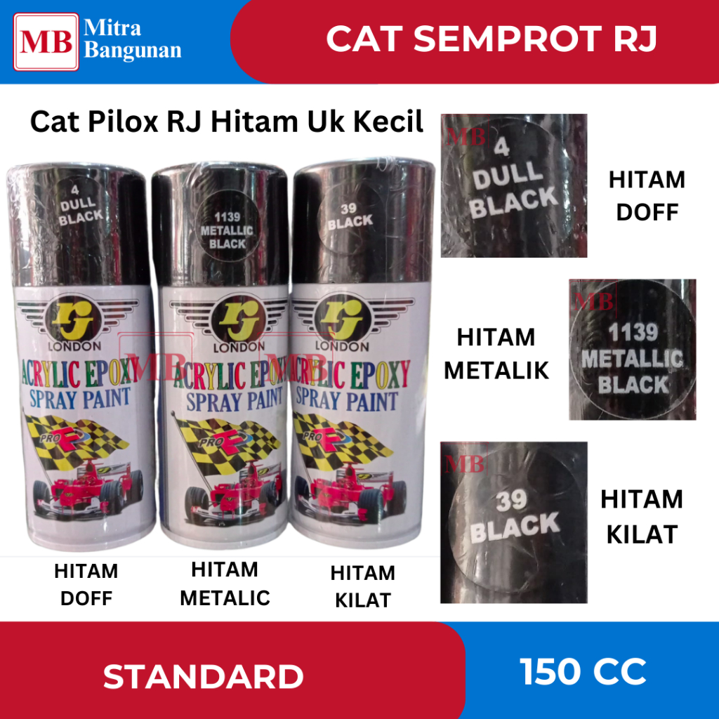 RJ LONDON CAT PILOX / SEMPROT WARNA HITAM | HITAM DOFF | HITAM METALIK 150 CC MOTOR MOBIL DLL