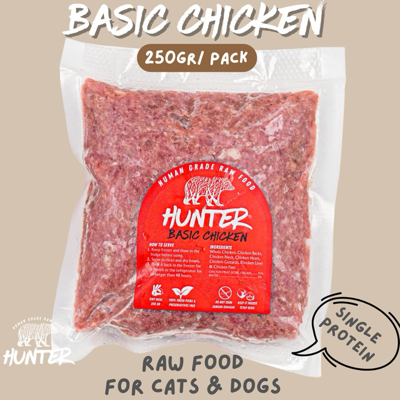 Hunter Raw Food | DAGING AYAM GILING (RAW FOOD) 250 gr - BASIC CHICKEN | Makanan hewan Murah| Dog Fo