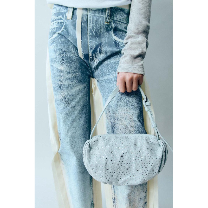 ZARA - DENIM SHOULDER BAG WITH RHINESTONES