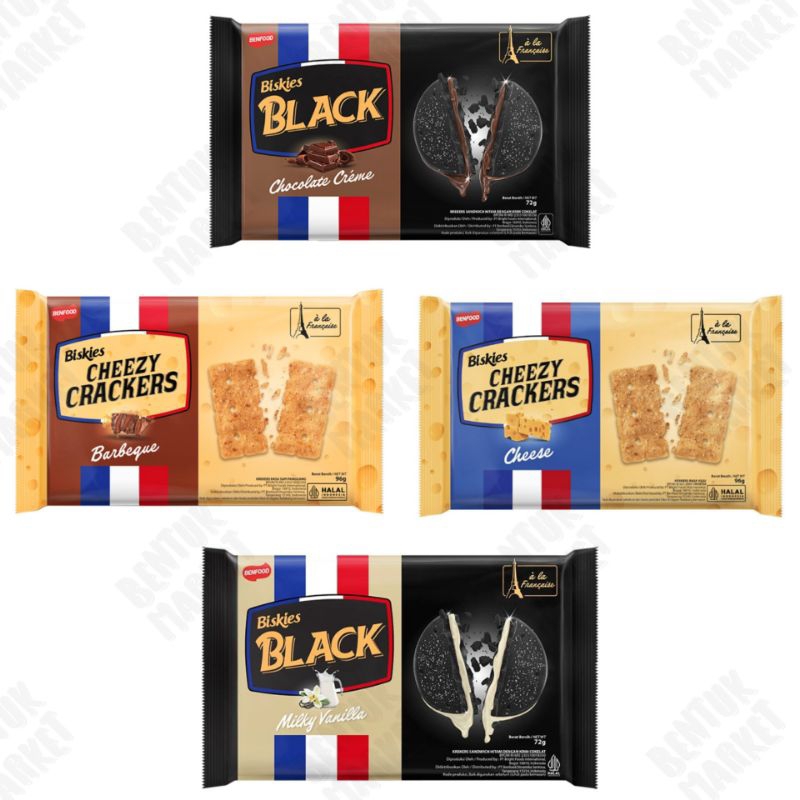 

Biskies Cheezy Crackers BBQ 96gr / Biskies Cheezy Crackers Keju 96gr / Biskies Black Milky Vanilla 72gr / Biskies Black Coklat Creme 72gr / Biskuit / Cemilan