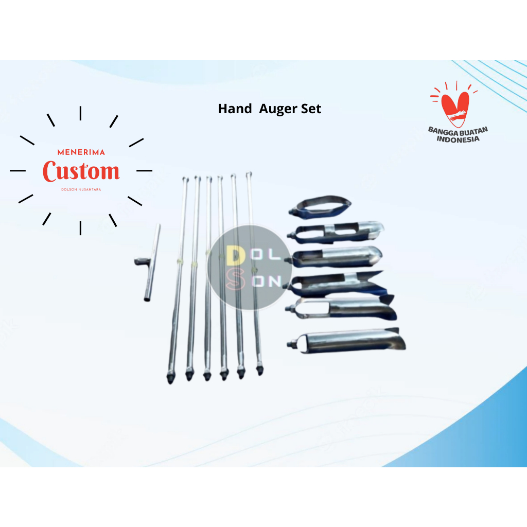 6 meter hand Auger set lengkap bor sample tanah stainless augering tool bor gambut biopori