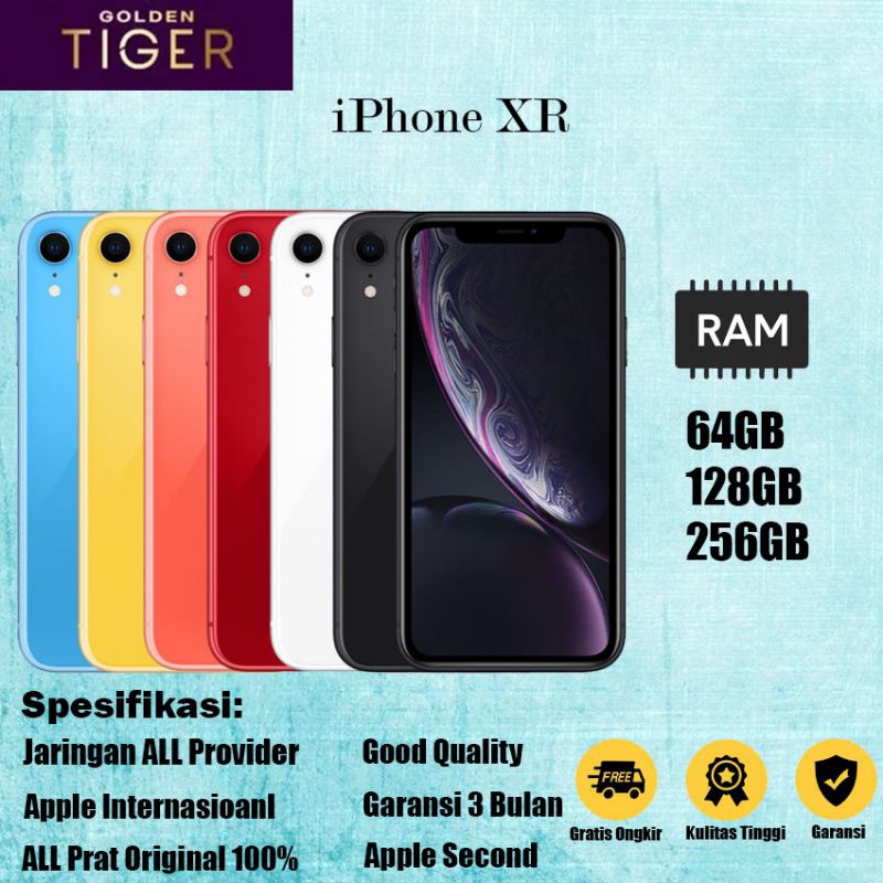 iP XR 64GB 128GB 256GB Second ORIGINAL Internasional 100% Garansi Second Mulus No Minus Like New