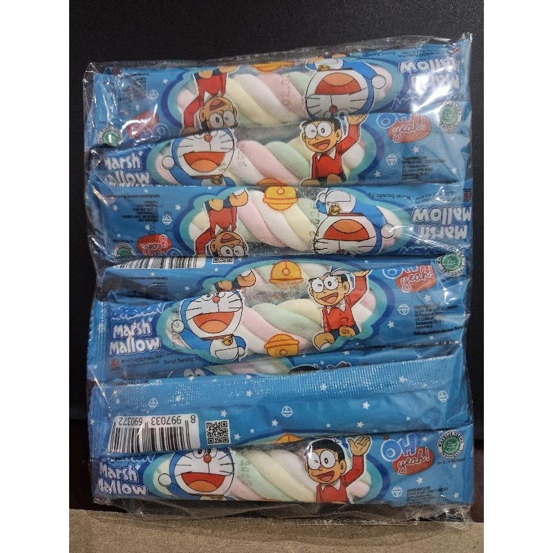 

Permen Marshmallow Kepang doraemon Permen Kapas stick bentuk kepang isi 20 pcs