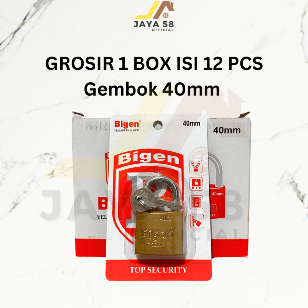 GROSIR 1Box isi 12pcs BIGEN Gembok Kuning 40mm / Gembok Koper Tas Lemari Serbaguna