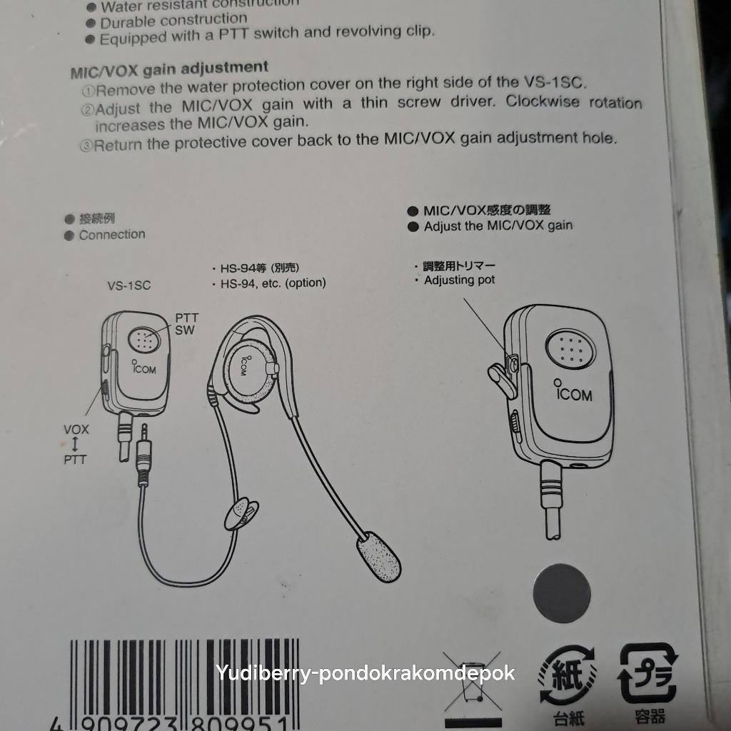PTT Icom V80 Hand set Ht Icom V8 Ear set Alinco Dj 196 Head set Icom V86 Atau Icom V85 Handsfree Ali