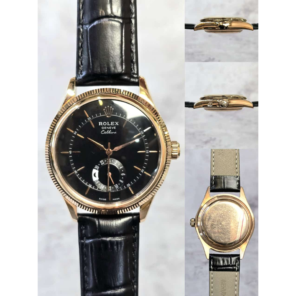 Jam Tangan Rolex Celini Automatic Kaca Crystal 40mm Super Quality Black Dial
