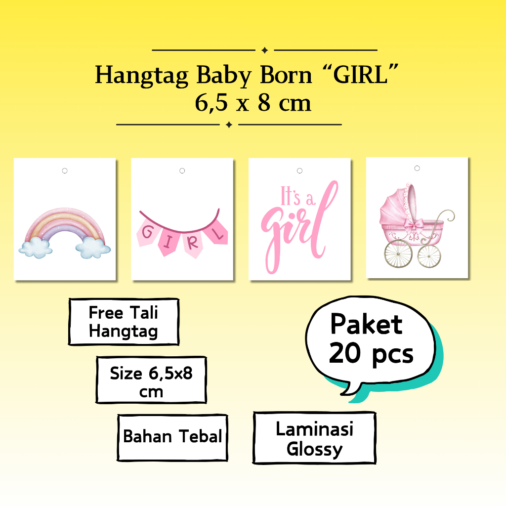 

Hangtag Baby Born Girl Custom Hang Tag Baby Shower Kelahiran dan Tasyakuran bayi