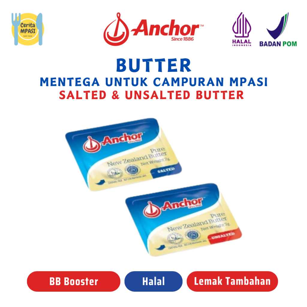 

Anchor Minidis 7gr 1 pcs | Salted & Unsalted Butter | Mentega Asin & Tawar | Campuran MPASI