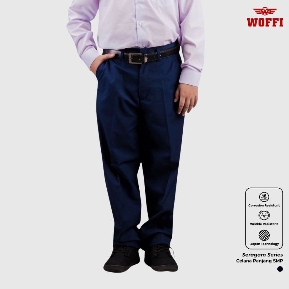 Top Sale SMP Woffi Celana Panjang Karet Biru Celana SMP Celana Sekolah