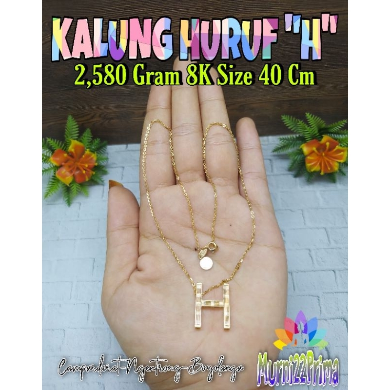 KALUNG HURUF " H " EMAS ASLI
