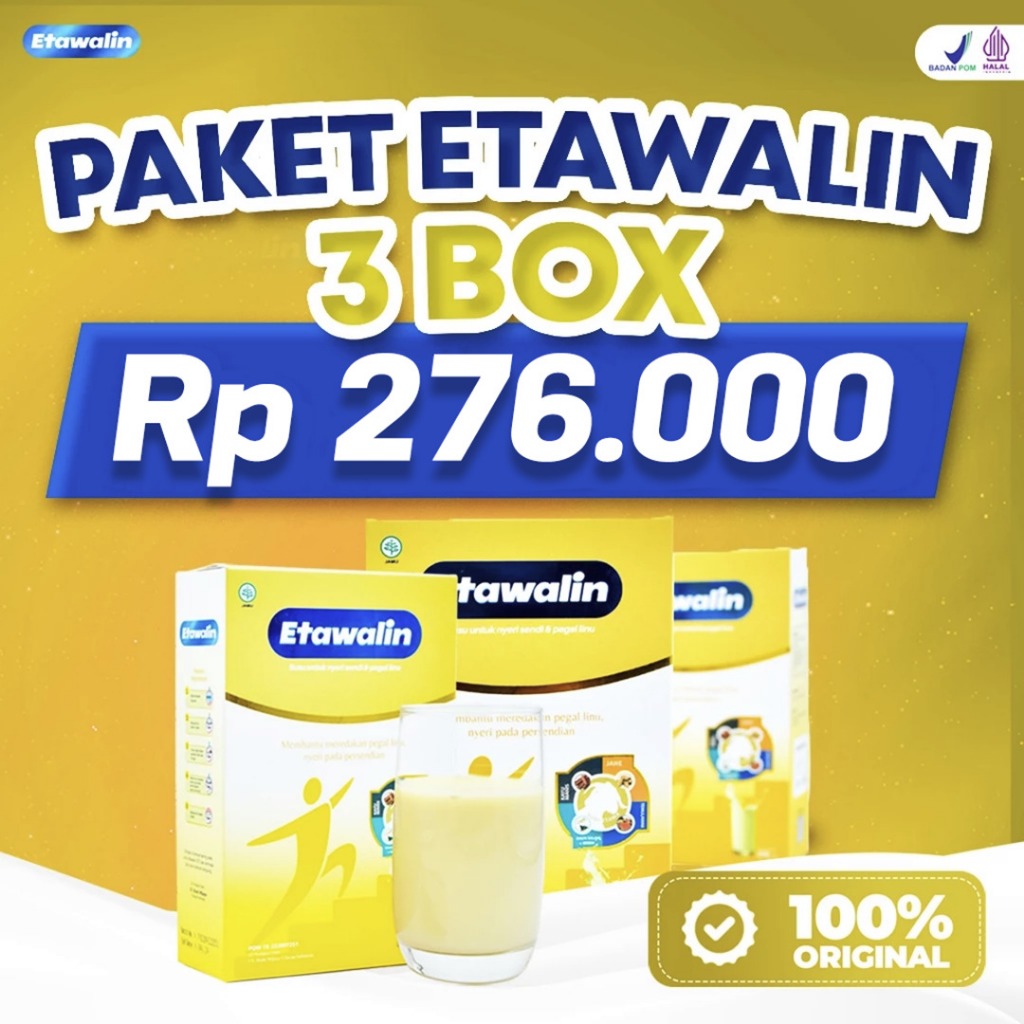 

Etawalin 3 Box – Susu Kambing Etawa Premium Tingkatkan Kepadatan & Kesehatan Tulang & Sendi Susu Antasi Asam Urat Rematik Reumatik Nyeri Sendi 200gr