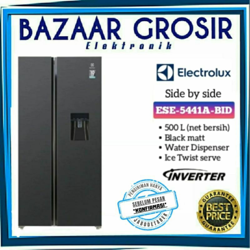 ELECTROLUX ESE-5441A-BID / ESE5441ABID KULKAS SIDE BY SIDE INVERTER 500LT DISPENSER