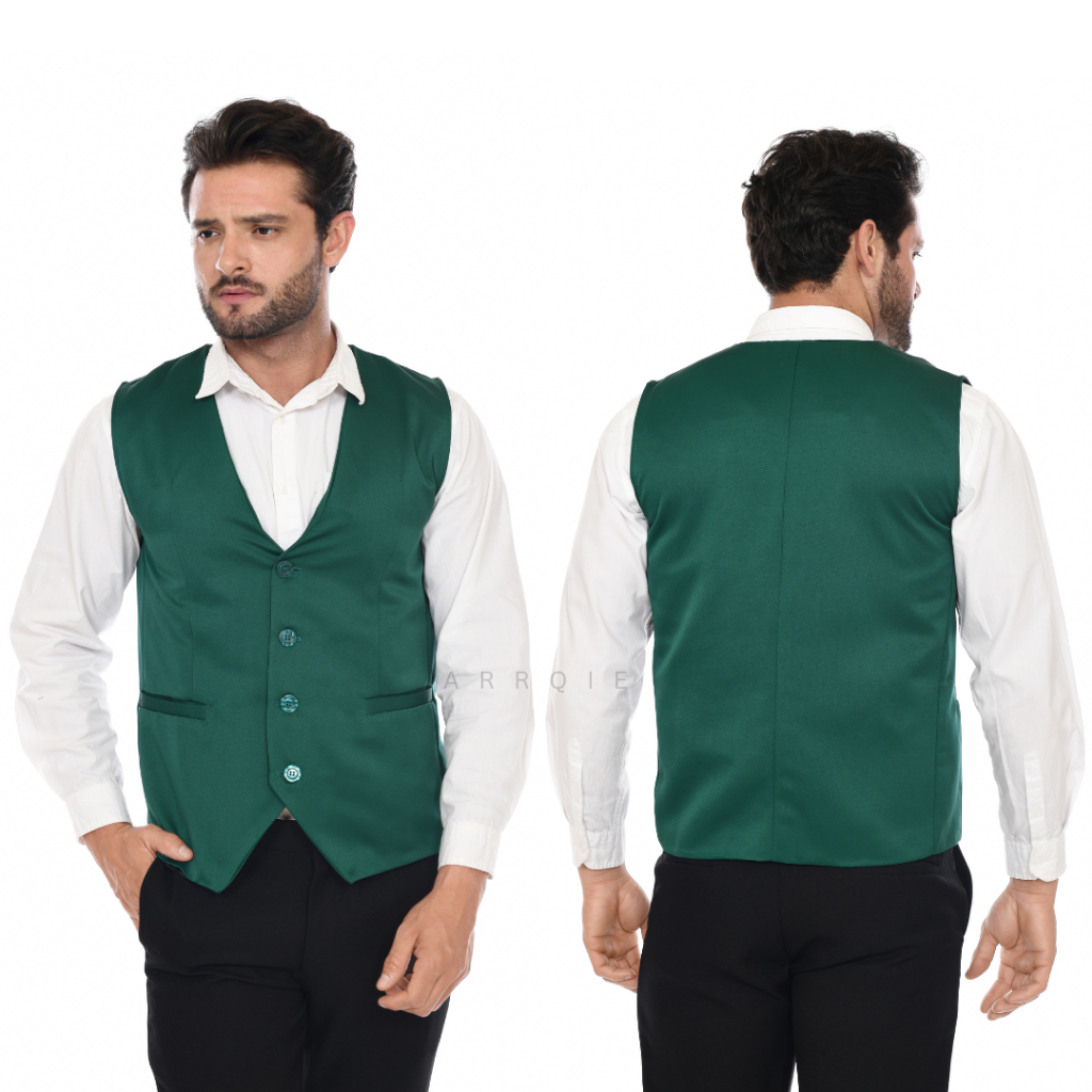 Terlaris ! Rompi Jas Pria Formal Model Slim Fit Hijau Botol Bahan Lembut Nyaman Dipakai Vest Casual