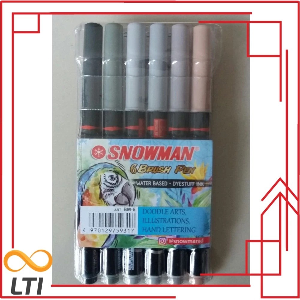 

Snowman Brushpen Isi 6 Warna Brush Pen Grayscale BM-6 - MURMER