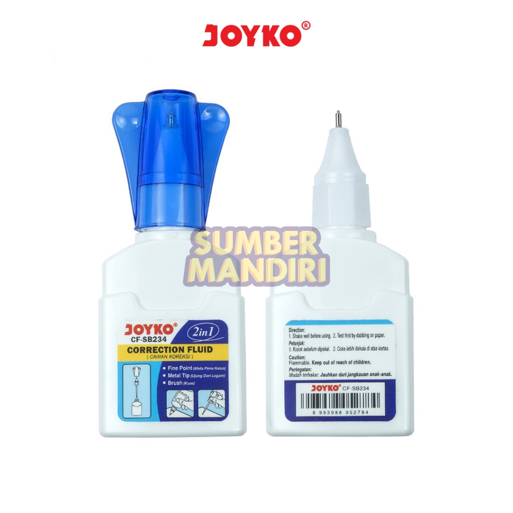 

Tipe X Cair JOYKO CF-SB234 2in1 Kuas+Tip Correction Fluid [1 PCS]