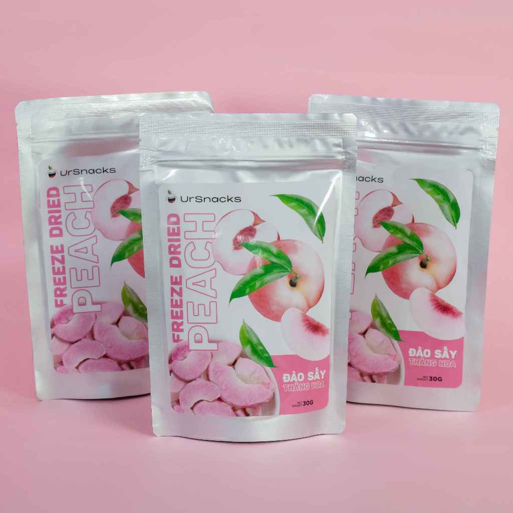 

QH URSNACKS Freeze Dried Peach 30gr - Snack Keripik Buah Asli Peach Pink Halal BPOM