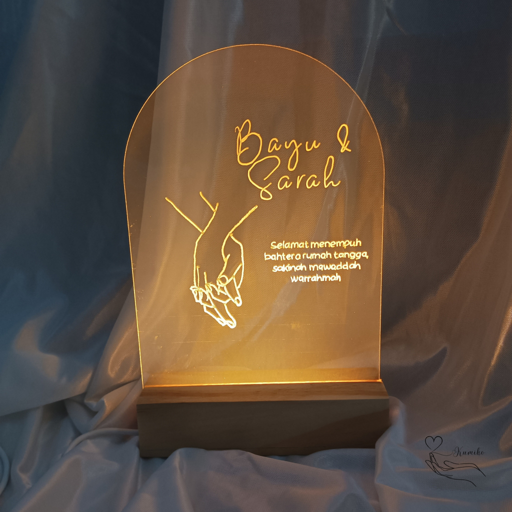 Custom Hadiah Unik DIY Ucapan Selamat Ulang Tahun Anniversary Wisuda Akrilik LED Kekinian