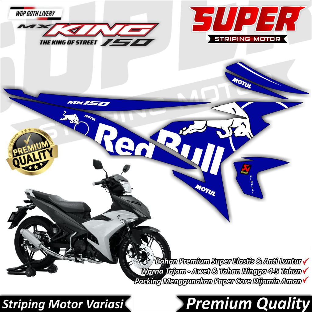 Stiker MX KING Anti Luntur keren Striping MX King 150 Striping Yamaha MX King 150 Redbull Torro