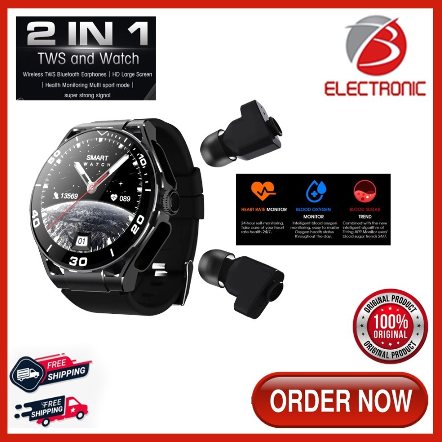 Smartwatch Touchscreen Waterproof Plus Headset Tws / Jam Pintar