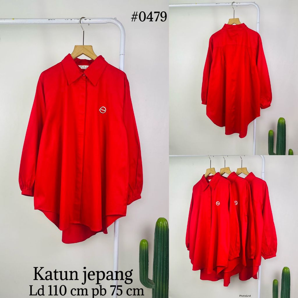 SKM Dubai - Kemeja Merah Katun Jepang / Blouse Wanita