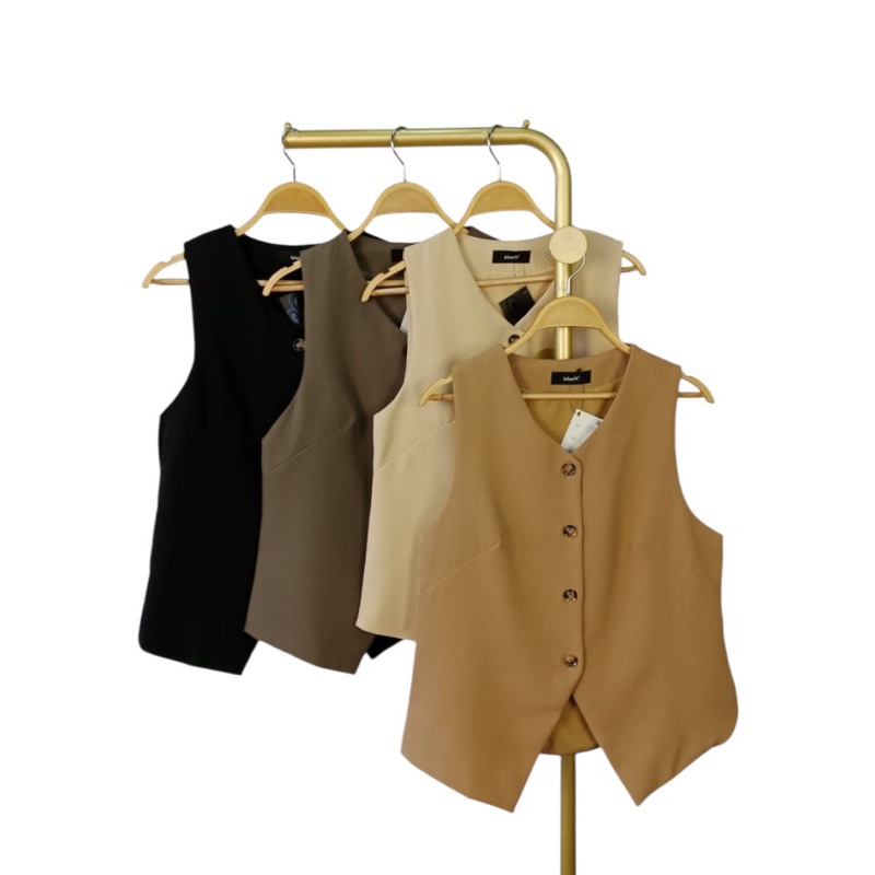 Chloebeautyshop - Vest Blazer Wanita /Rompi / Dalaman Blazer Blanik Hitam Putih