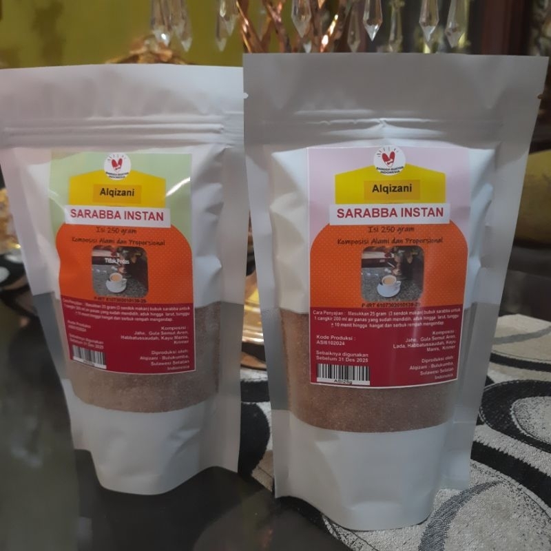

Sarabba Instan Bubuk 250, 500, 1000 gram, Minuman serbuk jahe merah plus habbatussaudah, Minuman jahe instan khas Sulawesi