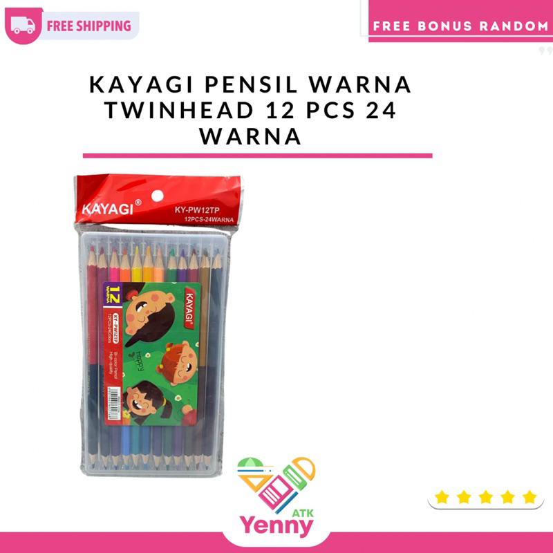 

Kayagi Pensil Warna TwinHead 1 Set 12 Pcs 24 Warna | 1 Pensil 2 Warna Kayagi