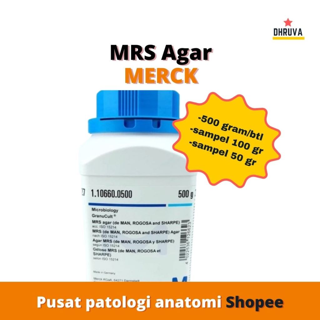 MRS Agar Merck 500 gr/ MRSA / Media MRS Agar Microbiology No Katalog 1.10660.0500