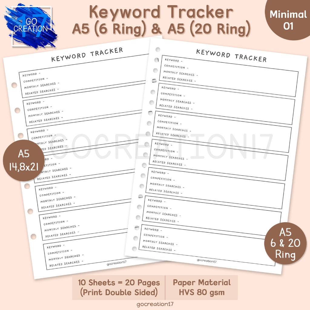 

Buku Planner Kertas Isi Binder Keyword Tracker Simple Minimalis A5