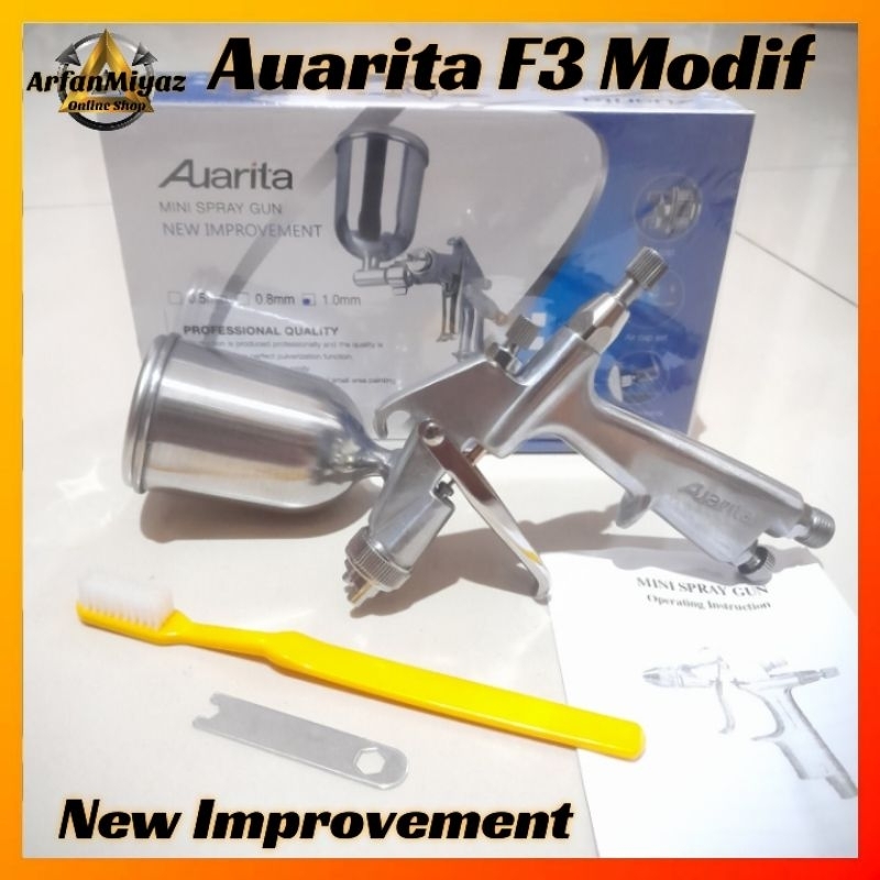 Spray Gun Auarita F3 Standar Modif Nozzle 1,0mm 0,8mm Modif New Improvement Modifikasi Pabrikan Orig