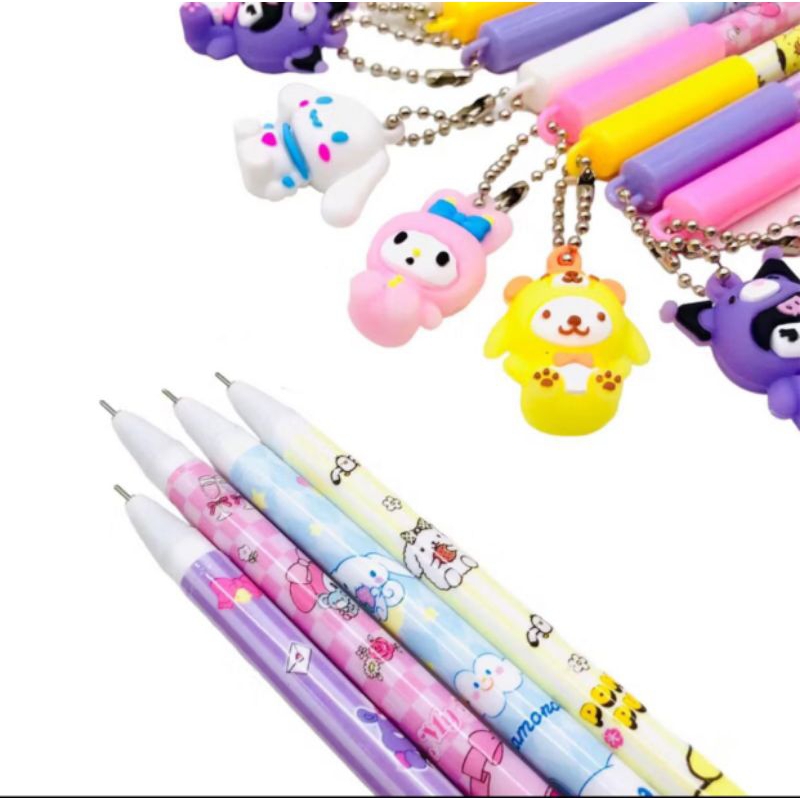 

(12 PCS) PULPEN GEL 2028 GANTUNGAN BONEKA SANRIO / GEL PEN / BALLPEN / PENA KUROMI MELODY