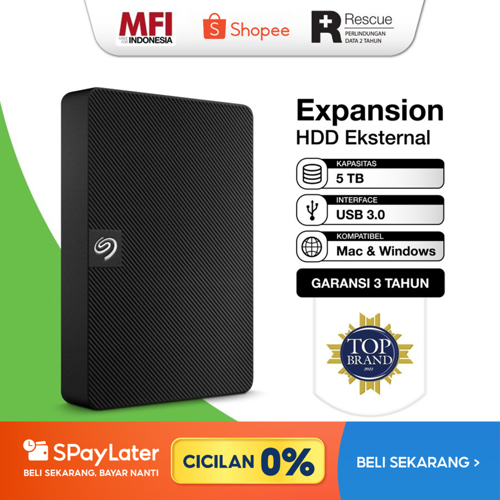 Seagate Expansion Hardisk Eksternal 5TB - Hitam