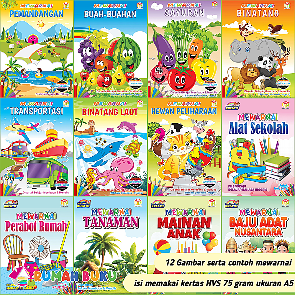 Buku Mewarnai Full color Untuk PAUD & TK