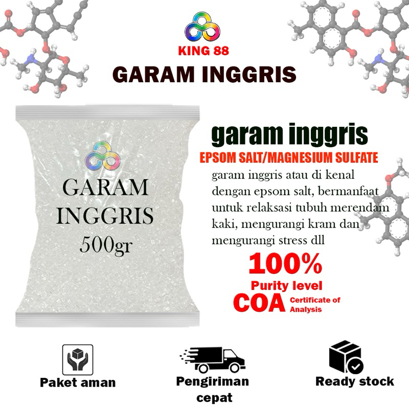 Garam Inggris 500gram / Magnesium Sulphate / Magnesium Sulfat / MgS041 / Garam  Inggris Murah