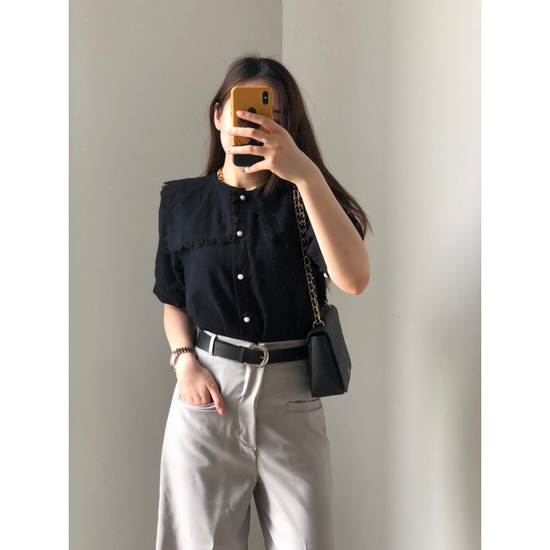 BÉNIR APPAREL - Lita Linen Top Blouse Kantor