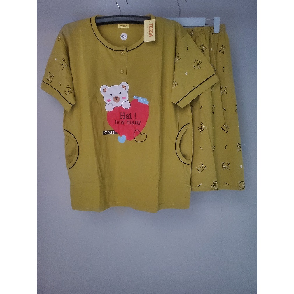 Baju Tidur 3/4 Jumbo Tessa/Babydoll Wanita Kulot Tessa(Lengan Pendek Celana Pendek Jumbo)