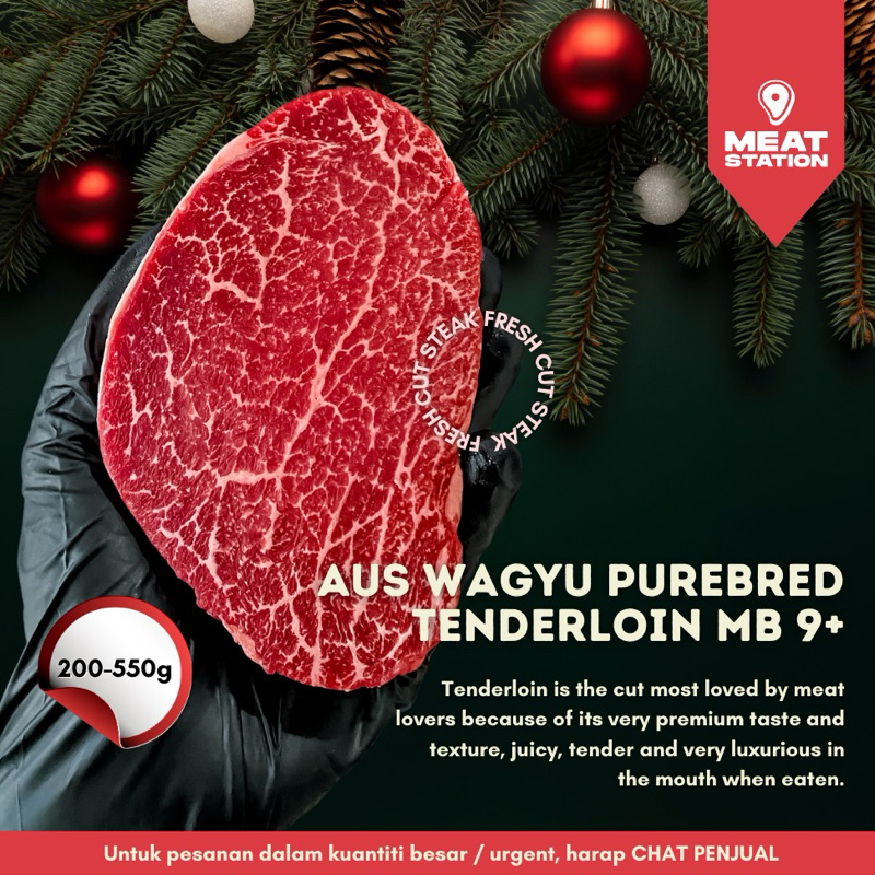 

AUS Wagyu Purebred Tenderloin MB 9+ / Australian Wagyu Steak Cut / Daging Sapi Import