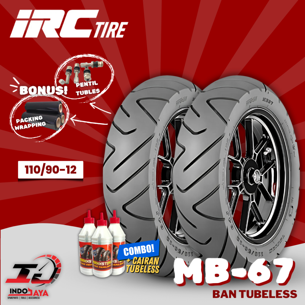 [READY COD] BAN LUAR TUBELESS IRC MB67 (110/90-12) BAN SCOOPY / FREEGO / BAN BELAKANG SCOOTER / MB 6