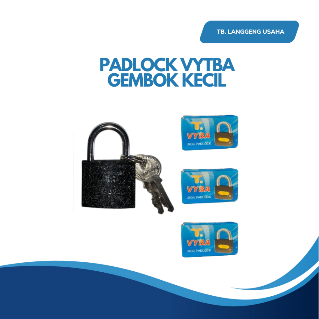 GEMBOK VYBA BLACK POWDER PAINTED IRON PADLOCK Gembok Kecil Mini Tas Kotak Koper Travel Luggage Padlo