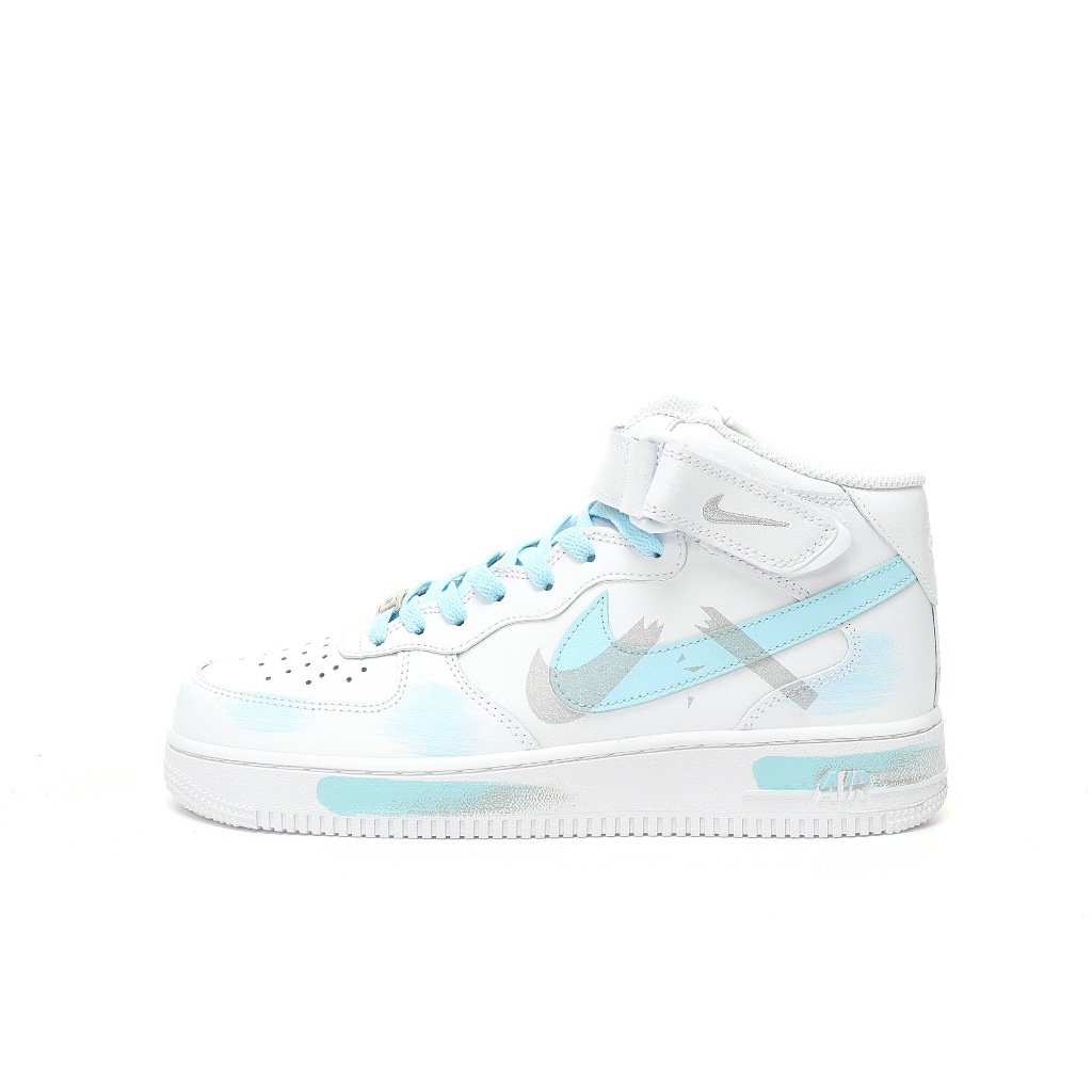 NK Air Force 1'07 Mid"White/Grey/Blue/Graffiti"