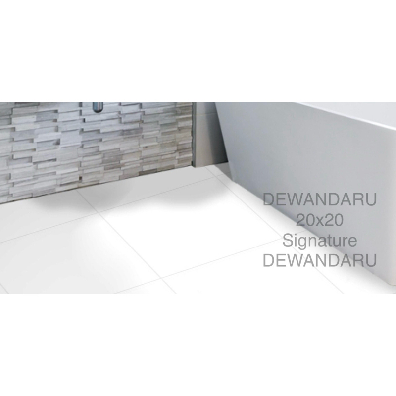 KERAMIK SIGNATURE HALUS GLOSSY PUTIH POLOS 20x20 LANTAI KAMAR / MANDI