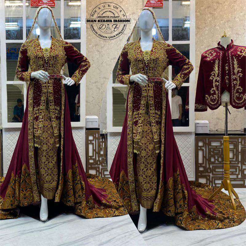 Kebaya Pengantin / Kebaya Bludru / Gaun Pengantin Bludru Modern / Kebaya Pengantin Bludru .