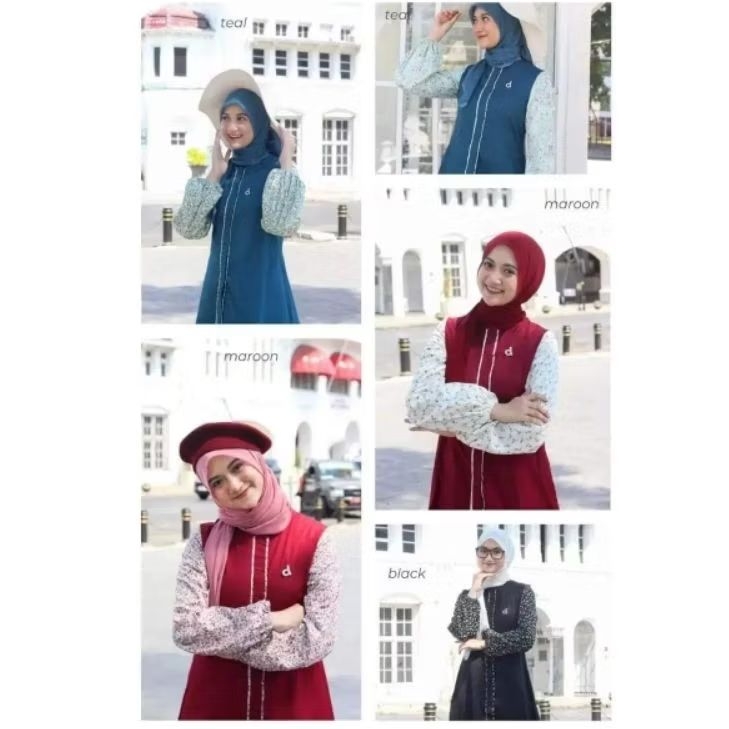 Gamis Kekinian Dannis A240301 / Gamis Maroon - Teal 240301 Dv