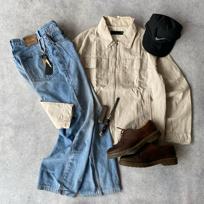 Jacket Casual Harrington Multipocket Canvas