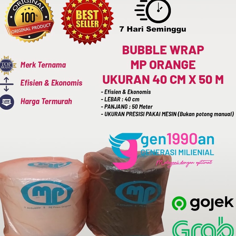 

Sale Plastik Bubble Wrap 5 m x 4 cm Mulia Pak Orange TOMANG JAKBAR