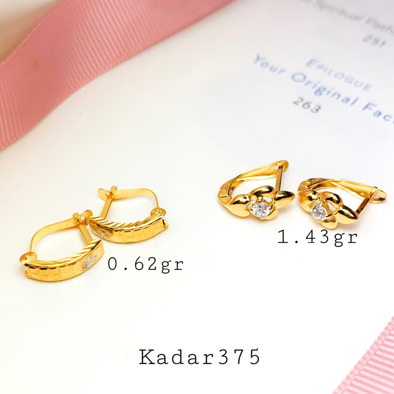 Anting Emas Klip Permata Gold Anting Emas Asli Dewasa Murah Emas Kadar 375